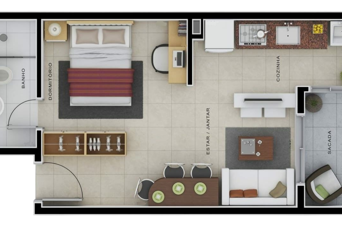 Studio Flat Floor Plan